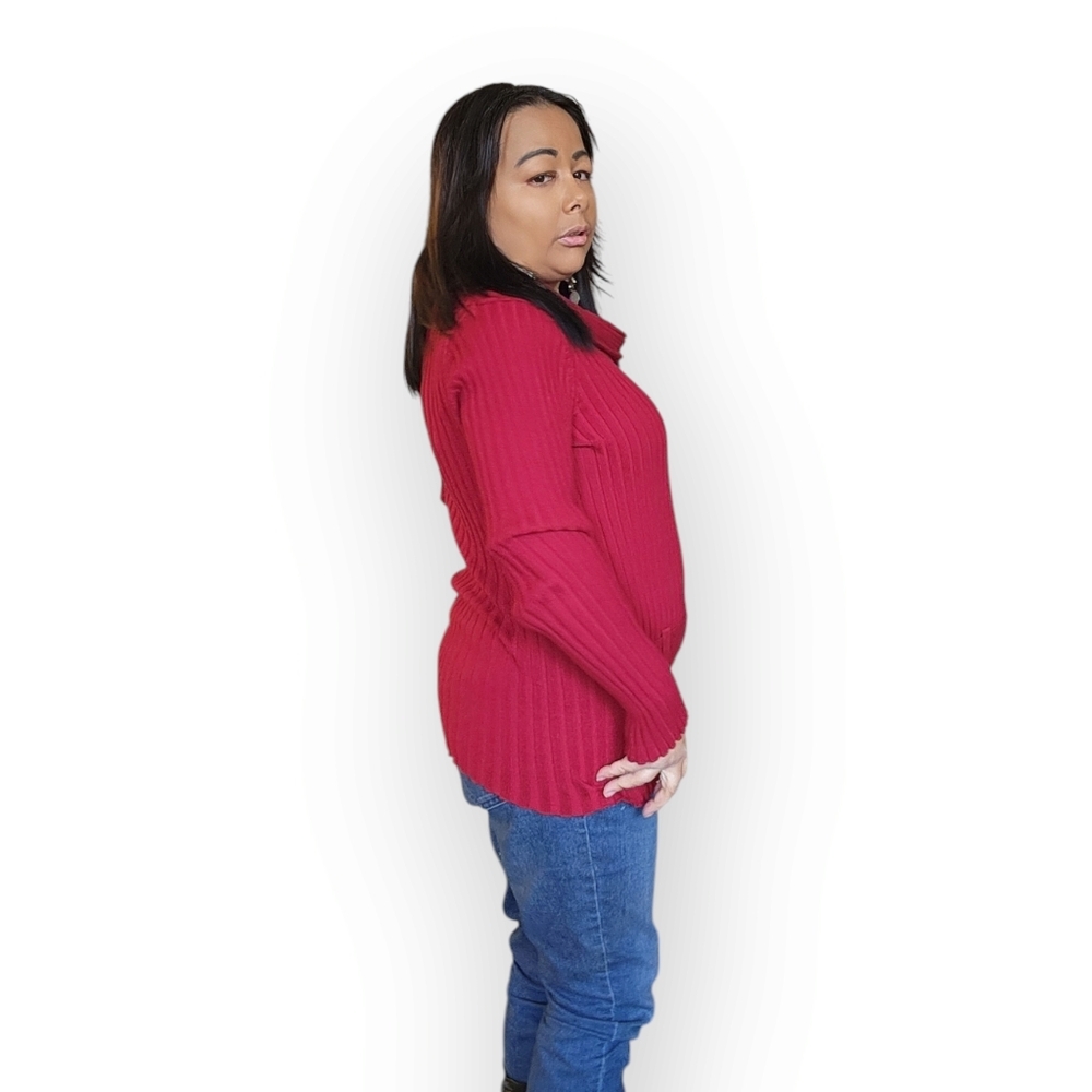 DULCINEA WOMENS SIZE SMALL MEDIUM RED TURTLE NECK SWEATER - Picture 4 of 9